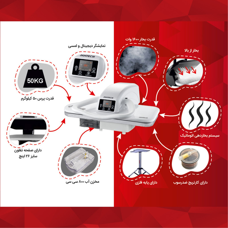 اتو پرس جانتک مدل JANOME-IS400 نقره ای - تصویر 2