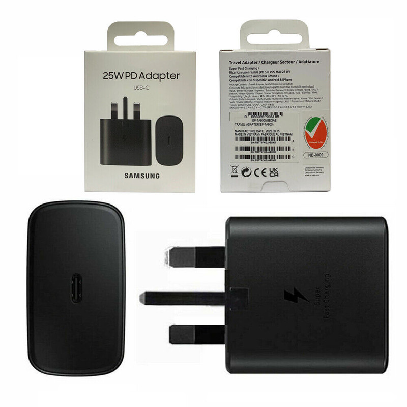 شارژر دو پین SAMSUNG 25W اصلی TA800 ( فست و PD) مشکی - تصویر 2