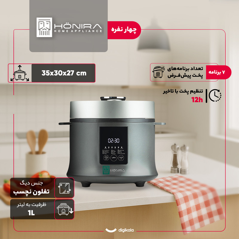 پلوپز هونیرا چندکاره 4نفره مدل RCK-390 نوک مدادی هونیرا - تصویر 3