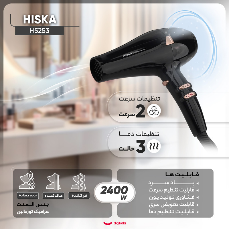 سشوار حرفه ای وینسنت 2500وات مدل HD7325 وینسنت - تصویر 4