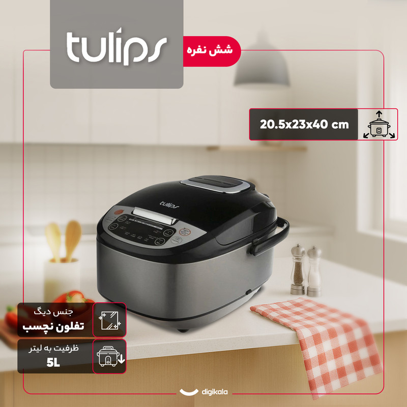 پلوپز تولیپس 12 کاره 6 نفره مدل RC-441F مشکی استیل - تصویر 3