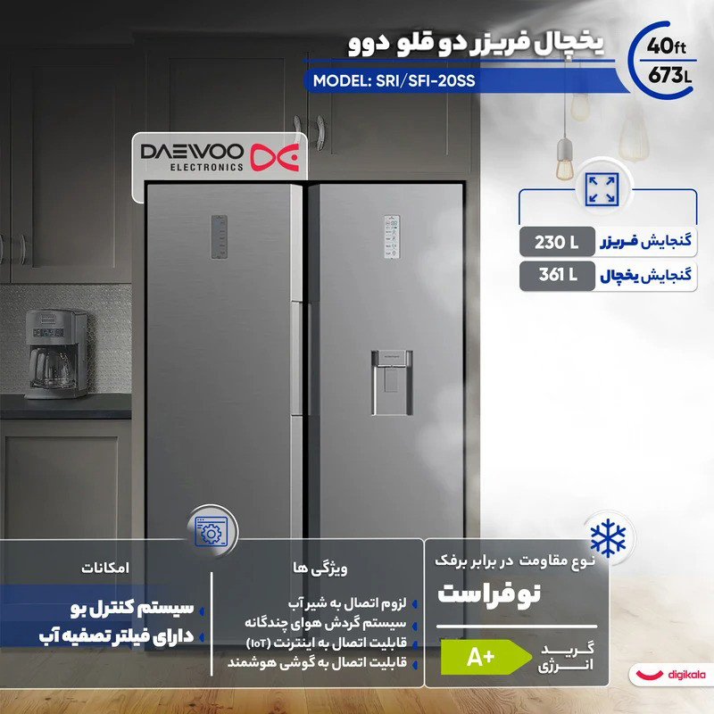 یخچال دوو دوقلو مدل DLR-2030GW سفید براق دوو - تصویر 4
