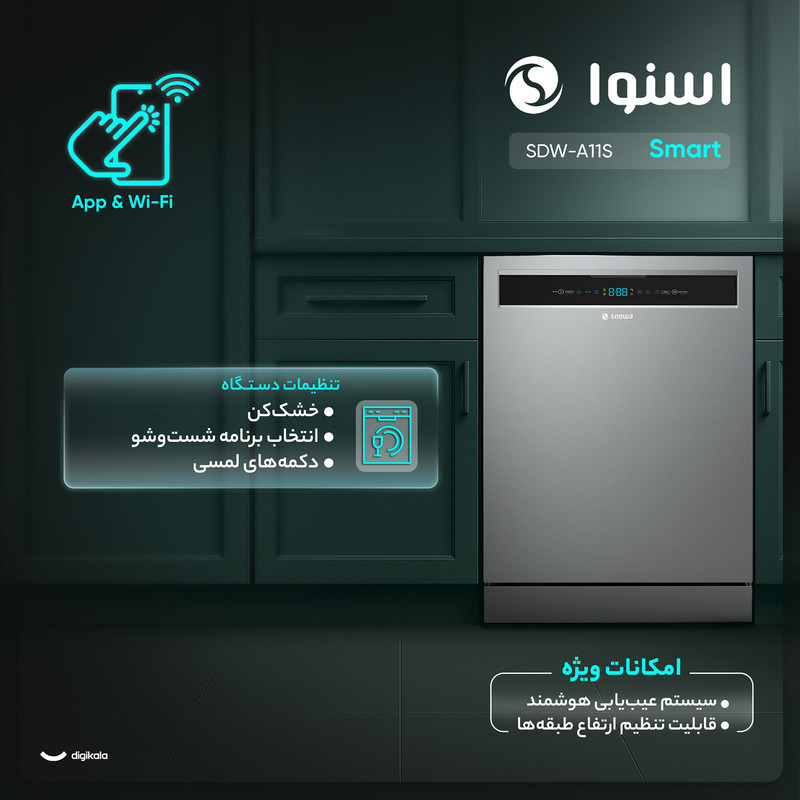ماشین ظرفشویی اسنوا اتومات 13 نفره مدل SDW-F353202 اسنوا - تصویر 3