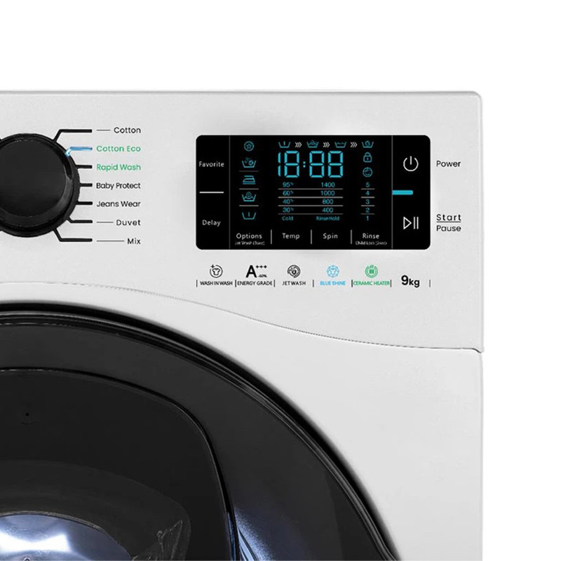 ماشین لباسشویی اسنوا اتومات 9KG مدل SWM-F92W سفید درب مشکی اسنوا - تصویر 3
